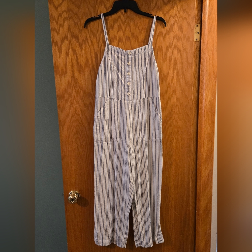 Old Navy Blue and White Striped Jumpsuit